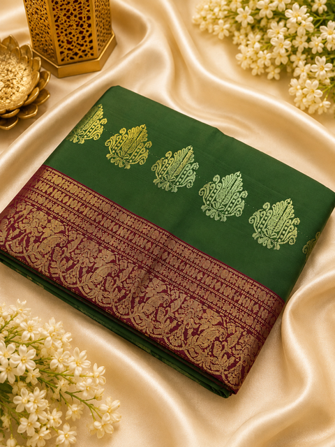 Premium Art Silk Saree Featuring Elegant Zari Weaving, Saree Comes With An Attached Blouse Piece. Model Blouse Is For Reference Only. Slight Variation In Colour And Design May Occur