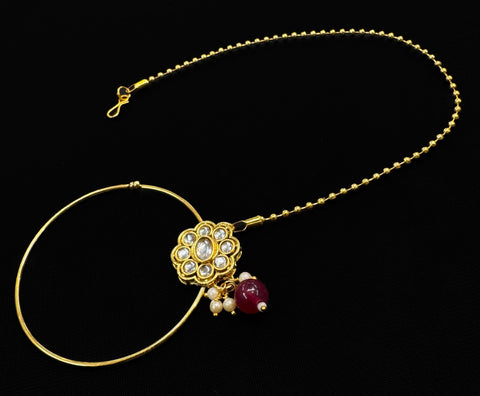 Medium size Original kundan stone Beautiful Bride Nath (non piercing)