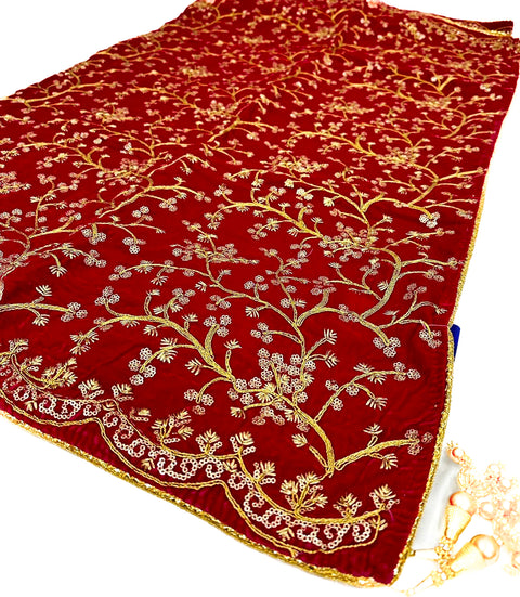 Velvet based heavy embroidery with sequinned work Bridal Dupatta