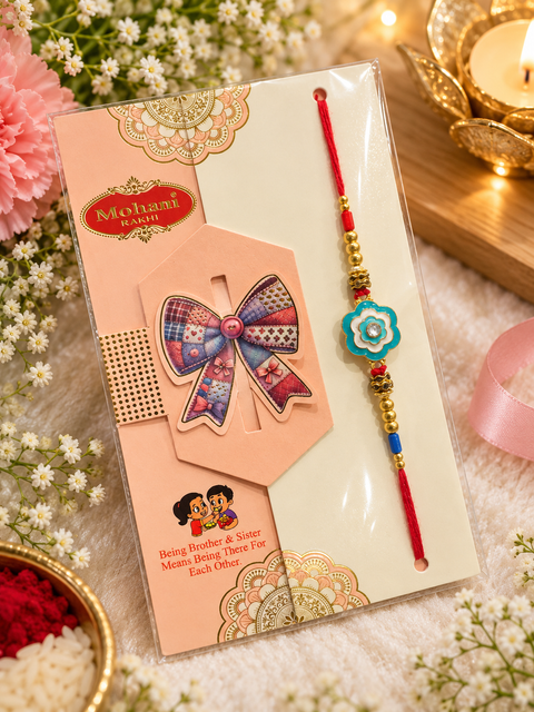 Beautiful Evil Eye Rakhi with premium gift-ready packaging – a perfect blend of style, protection, and sibling love.