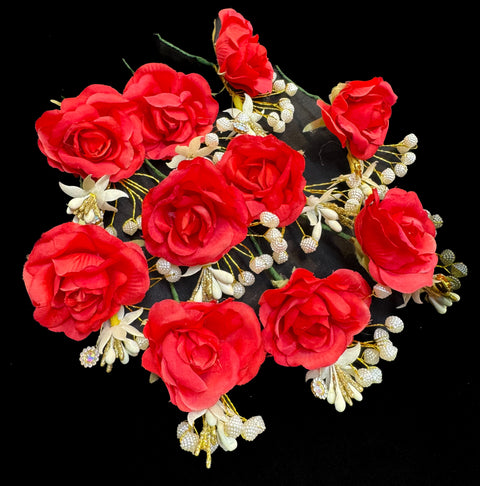 BEAUTIFUL RED FLOWER HAIR JURA PIN (EACH)