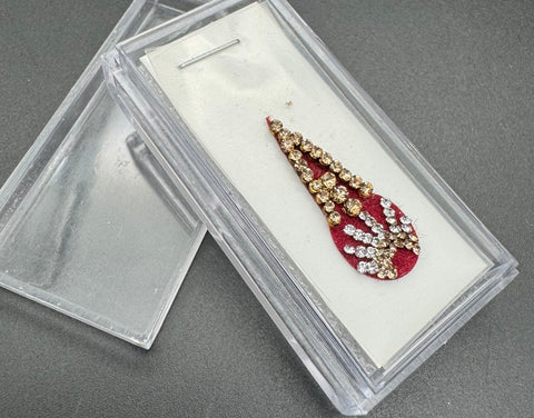 Silver stone Maroon color bridal bindi (long length)