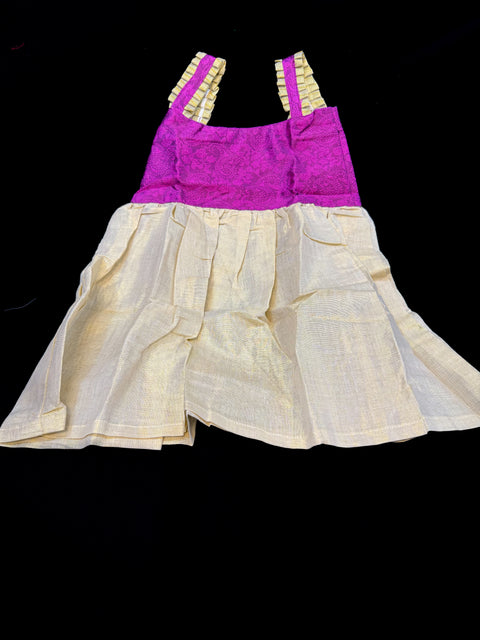 Golden Tissue based kids (Girls)Onam dress 52 cm length