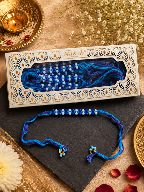Elegant blue beaded Rakhi Dhaaga (price per dhaaga)
