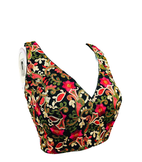 Without Sleeves Georgette based multicoloured embroidery work designer Blouses