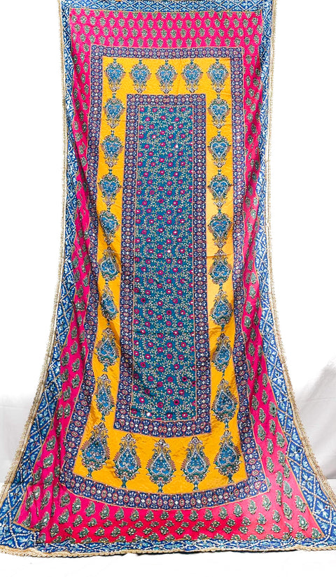 Pakistani Multicoloured printed with embroidery & original Mirror work Dupatta with stone work (Heavy Dupatta)video clip attached