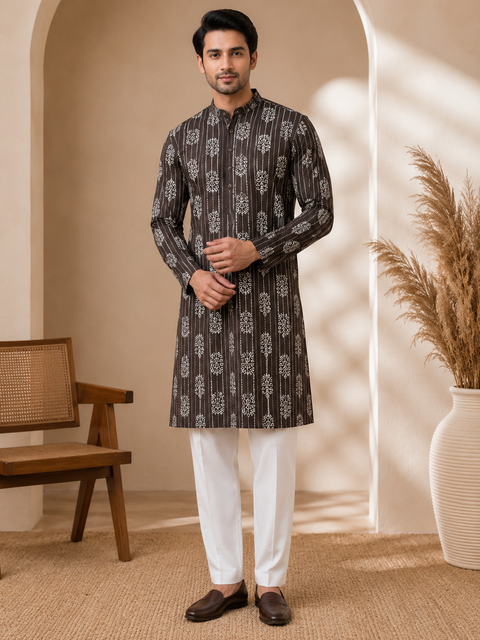 Pure cotton based Men’s Printed kurti (sizes mentioned in inches ,not according to the label on Kurti)size 44 kurti- Length 40 inches and size 46-length 42 inches ) Kurti only. Pants not included.