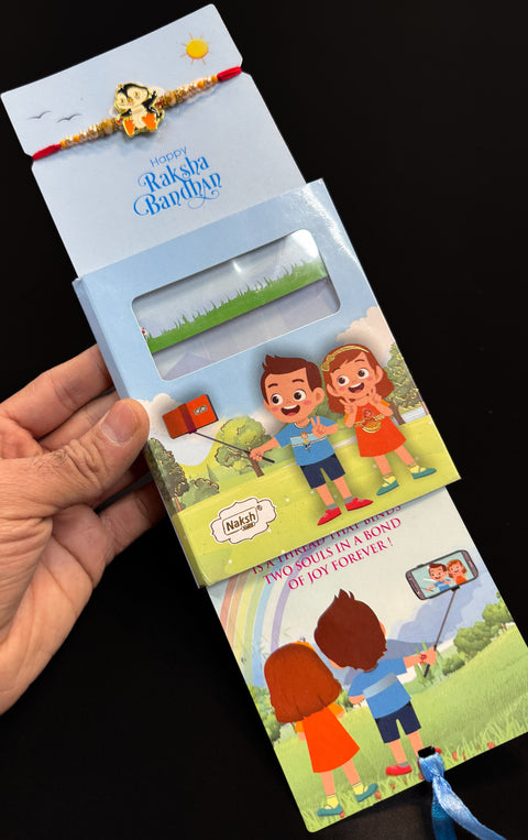 (Video clip attached)KIDS special Beautiful Rakhi in nice pack gift box with beautiful message