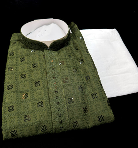 Pure Rayon Based Beautiful Embroidery Work At Front And Back With Sequins Work Designer Kurta & cream Pajama