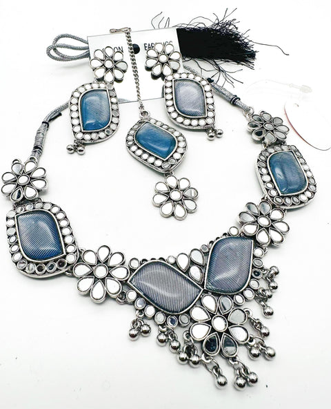 Beautiful Oxidised Necklace with Earrings