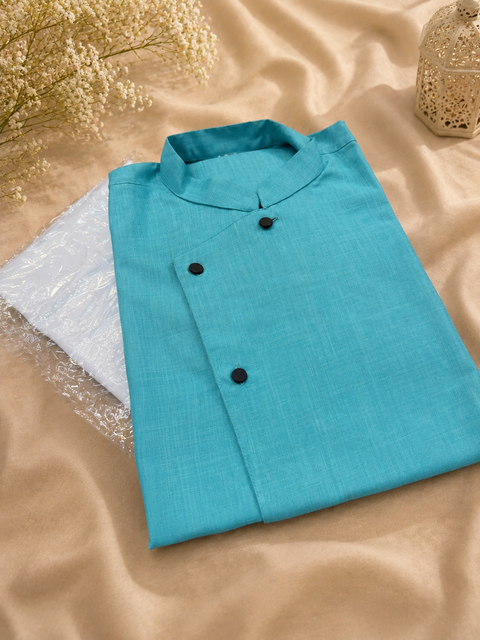 Cotton linen based side cut style kurta with pants slight variation in color and design is possible )