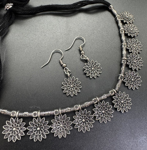 Beautiful work oxidised Necklace with earrings