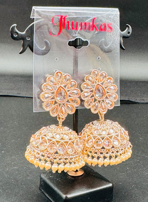 Original Polki stone with pearls hanging Jhumka