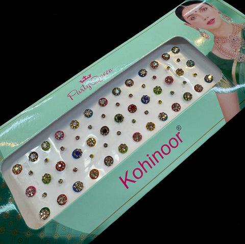 Golden stone Multicolor Round shape Bindi