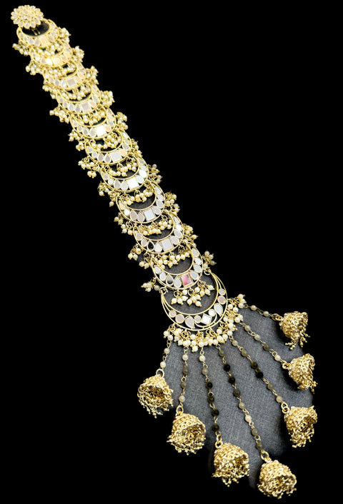 Kundan  stones and Pearls work Beautiful Hair Choti Accessories for Bridal hair style