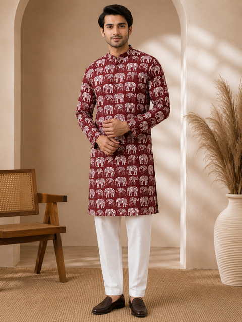 Pure cotton based Men’s Printed kurti (sizes mentioned in inches ,not according to the label on Kurti)size 44 kurti- Length 40 inches and size 46-length 42 inches ) Kurti only. Pants not included.