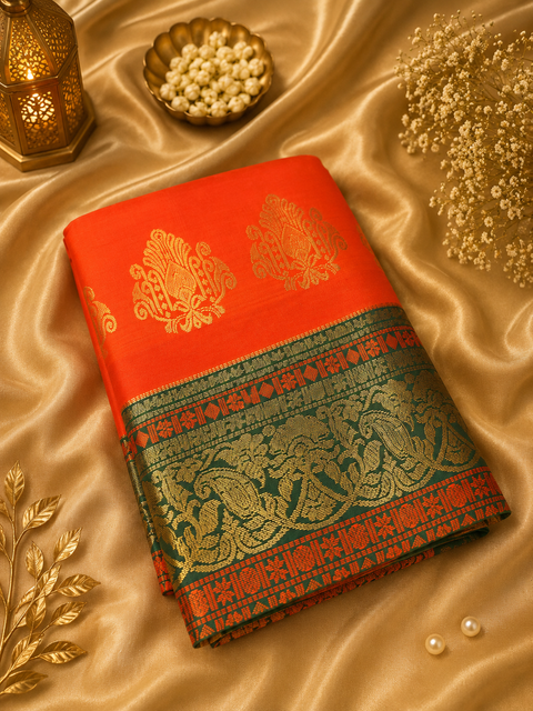 Premium Art Silk Saree Featuring Elegant Zari Weaving, Saree Comes With An Attached Blouse Piece. Model Blouse Is For Reference Only. Slight Variation In Colour And Design May Occur