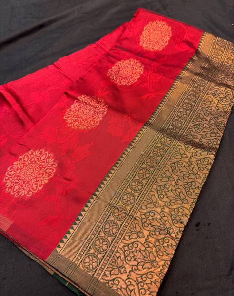 Soft Silk Saree with contrast beautiful pallu and blouse