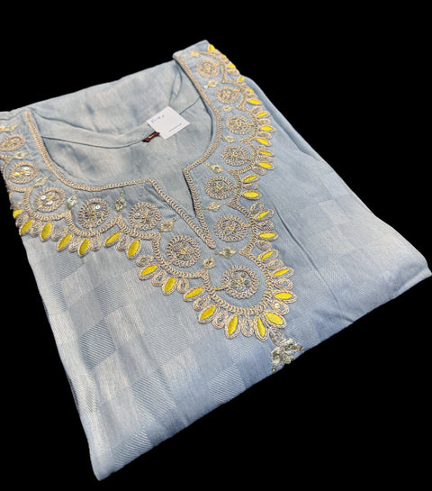 Pure Rayon base embroidered work  kurti