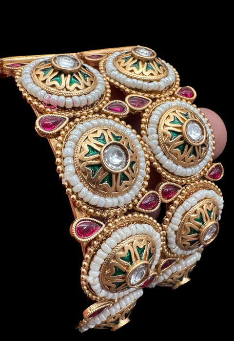 Original Kundan with meenakari work pearls work Rajwadi beautiful design Designer Kade (Openable , Screw Designed)pair
