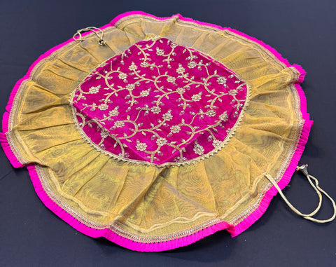 Beautiful embroidery work with silk fabric cover for thaali (big size thaali cover)