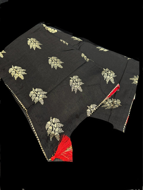 Black color Beautiful brocade art silk Saree & Red contrast blouse