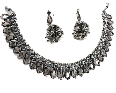 Beautiful Oxidised Necklace with Earrings