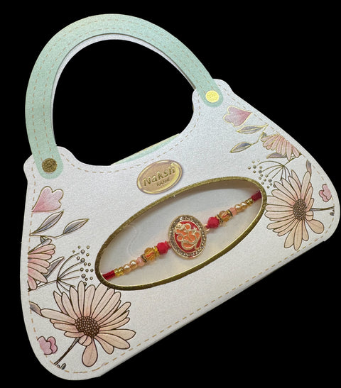 Ganesha design Meenakari work Beautiful Stone Work Rakhi in nice pack