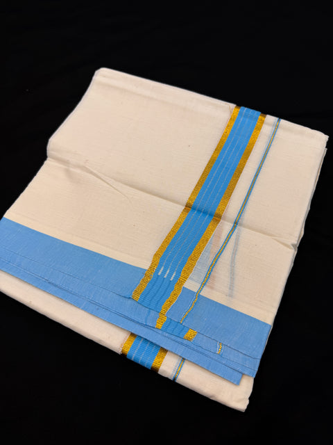 Woven Cotton Kerala Mundu / Dhoti in off White ( 4 mtrs )