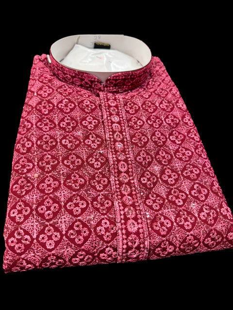 Pure Rayon Based Beautiful Embroidery Work At Front And Back With Sequins Work Designer Kurta & cream Pajama