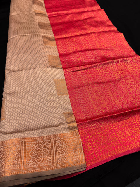 Soft Silk Saree with contrast beautiful pallu and blouse