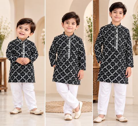 Soft Rayon based embroidery with sequined work kurta, Comes with a white pajama.Slight variation in colour and design is possible