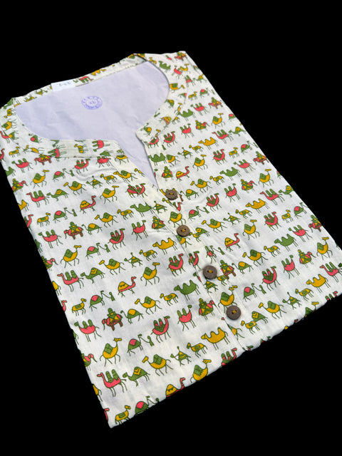 Pure Cotton based Printed short Kurti for girls /Ladies (Size 38 - length 28 inches, Size 42 ,46, 48 length -31 inches)sleeves 17 inch