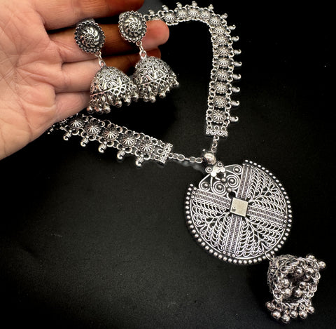 Beautiful work oxidised necklace with earrings