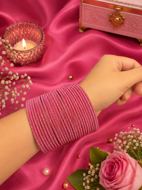 Golden Shimmer dotted metal bangles 2 dozen in 1 Set (slight variation in color & design may occur)