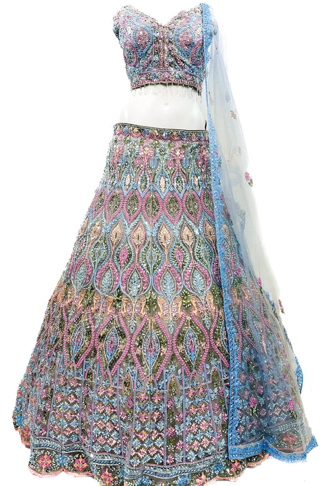 Mirror with stone work heavy hand work designer blouse with heavy mirror work multiflared lehnga & Dupatta