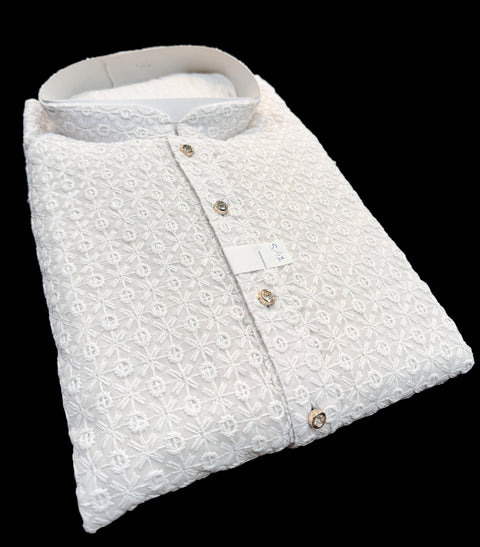Pure and Soft georgette based Heavy embroidery work designer Kurta with white Pajama