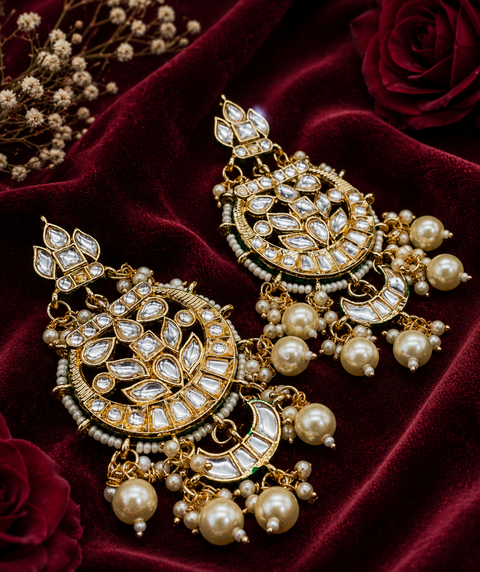 Kundan stone with pearls work beautiful earrings