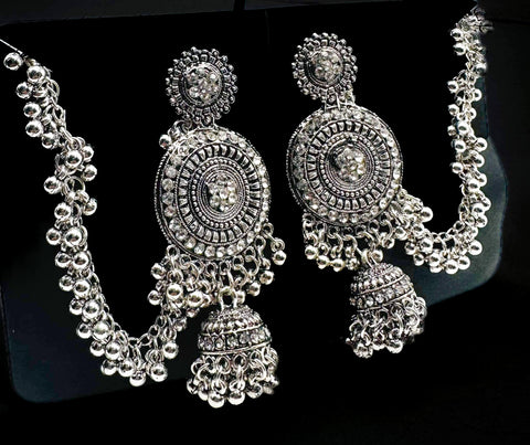 Oxidised bahubali Jhumka with pearls work (very Lite weight )