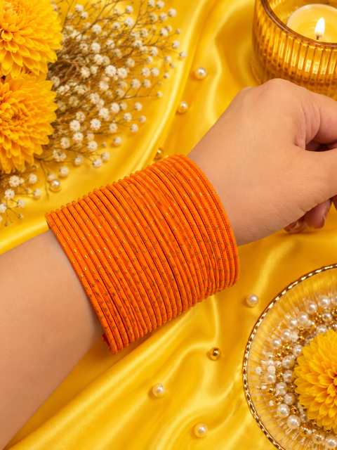 Golden Shimmer dotted metal bangles 2 dozen in 1 Set (slight variation in color & design may occur)