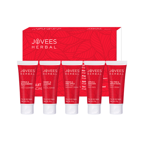 Jovees Herbal Fruit Facial Kit With 6 Easy Steps (Multiple Use) | Unisex | Hydrates, Reduces Fine Lines,Tanning & Dullness
