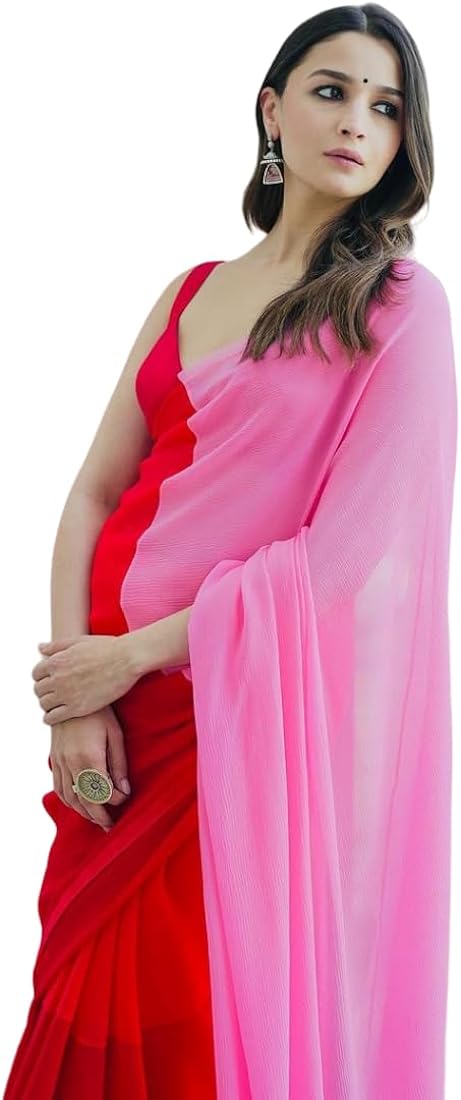 Alia Bhatt inspired plain multicoloured saree