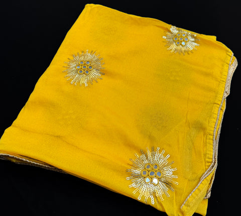 Pure chiffon based embroidery design with sequins work dupatta