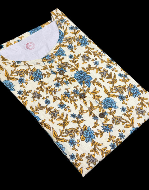 (Copy) Pure Cotton based Printed short Kurti for girls /Ladies (Size 38 - length 28 inches, Size 42 ,46, 48 length -31 inches)sleeves 17 inch