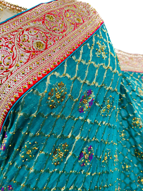 Soft chiffon based zari work with heavy stone work border and embroidery work jaal all over & stone work beautiful Saree
