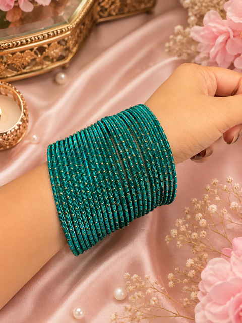 Golden Shimmer dotted metal bangles 2 dozen in 1 Set (slight variation in color & design may occur)