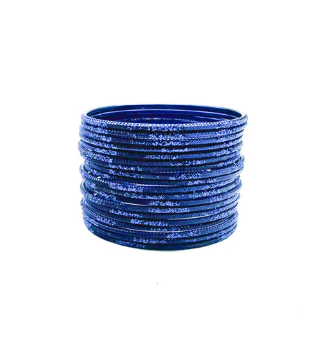 Royal Blue  color kids shimmery metal bangles (2 dozen in one pack)