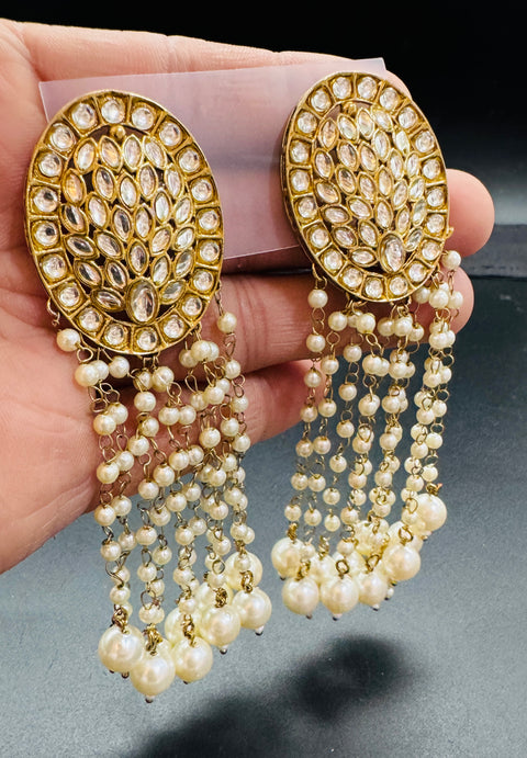 Kundan Stone With Pearls Work Beautiful Jhumka