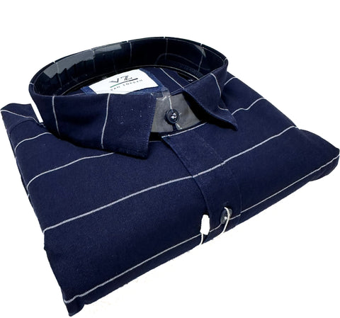 Cotton based beautiful mat look white stripe Shirt