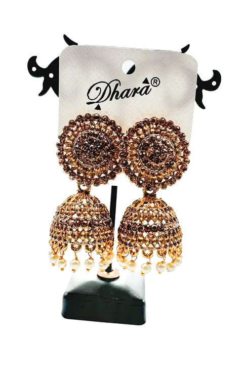 Golden Jerkan stone with pearls work beautiful Jhumka